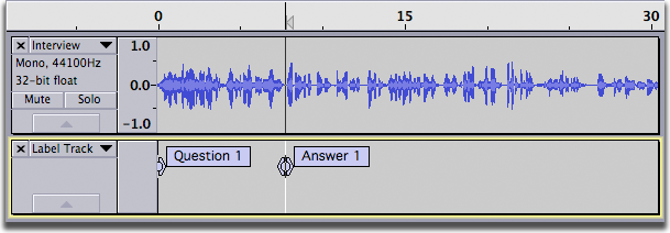 A track with a two point labels.